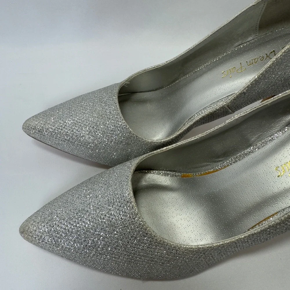 Dream Pairs CHRISTIAN Silver Glitter Pointed Toe Stiletto Heels Women's‎ Size 8